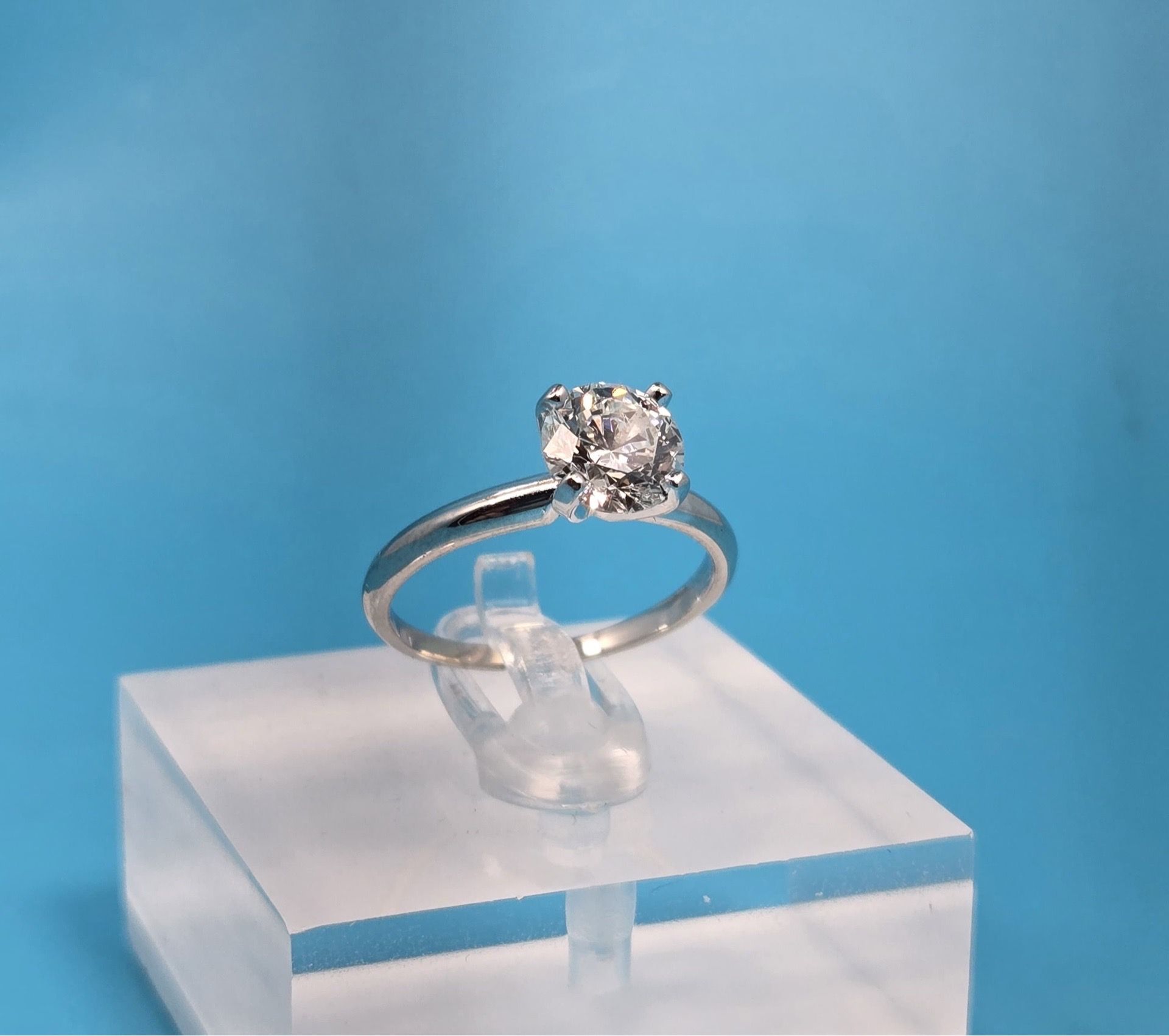 Platinum 1.31 CT Round Diamond Ring GIA VS1 I Excellent Cut Adjustable Size