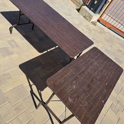 Folding Table Brown Woodgrain Portable Utility Table