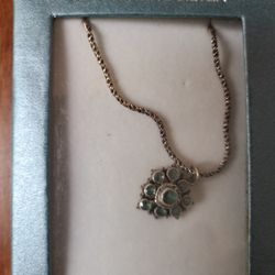 Sterling Silver With Genuine Stones Necklace 