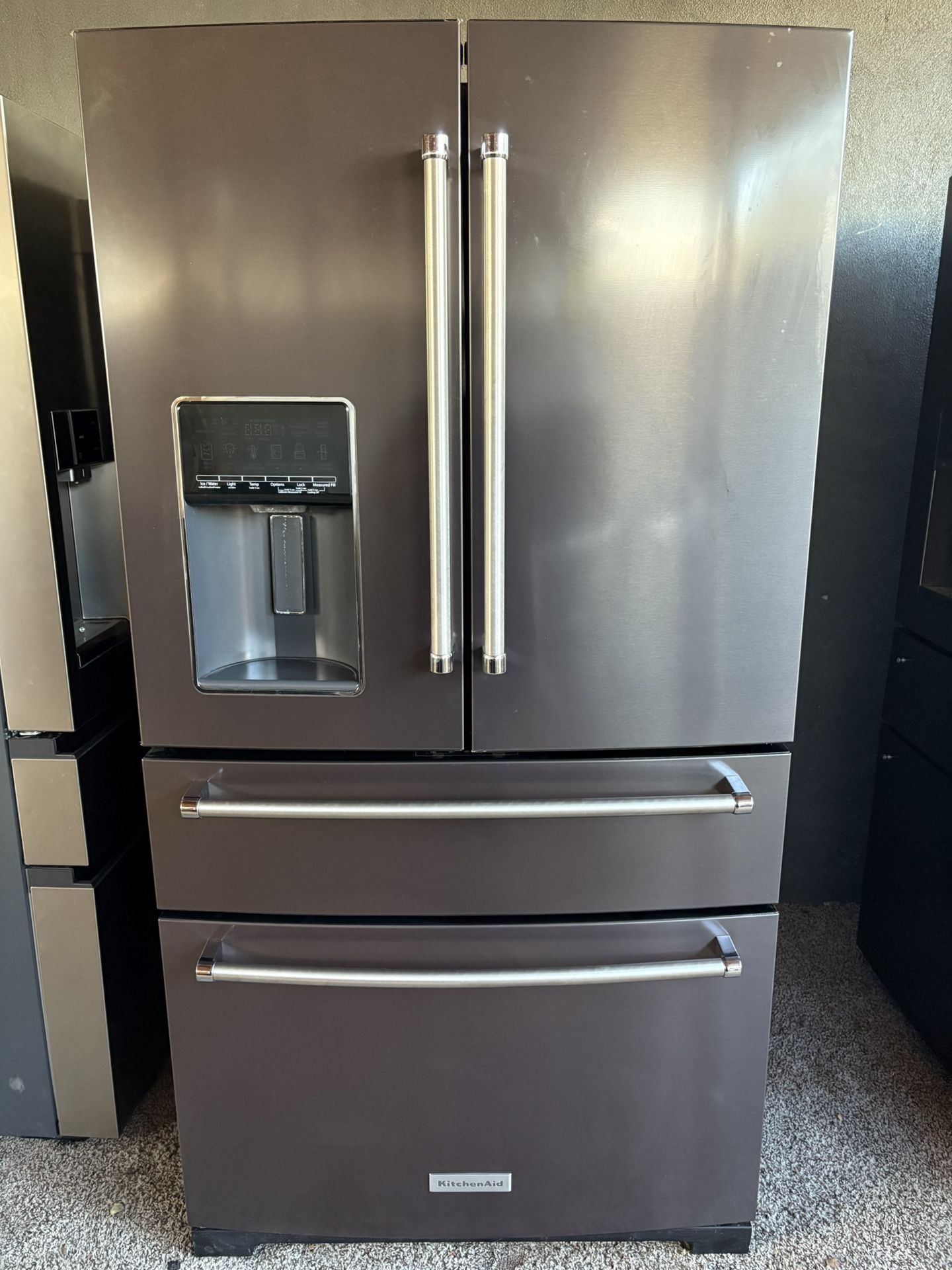 Kitchenaid Black Stainless Four-Door Fridge Works Perfect In Good Condition. Free Delivery To The Garage.