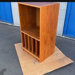 Record & Vinyl Stereo Cabinet Teak Wood Mid Century 