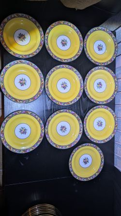 Spode Copeland Yellow Fruit Motif Plates Set of 10