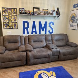 Gray  Power Recliner Couch  Set - Love Seat & Single Recliner 