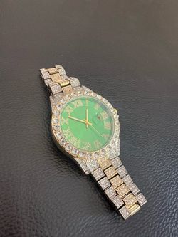 1:1 green moissanite watch