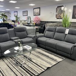 2PC Gray Sofa & Loveseat 