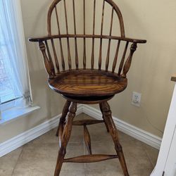 Solid Oak H.W. Hull & Sons Vintage Swivel Chair