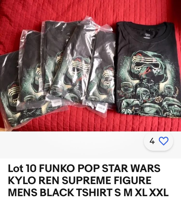 Lot 10 FUNKO POP STAR WARS KYLO REN SUPREME FIGURE MENS BLACK TSHIRT S M XL XXL  ‼️ Buy 1 For $10 ‼️ Price Is FIRM ‼️ See More MORHER'S DAY GIFT Here 