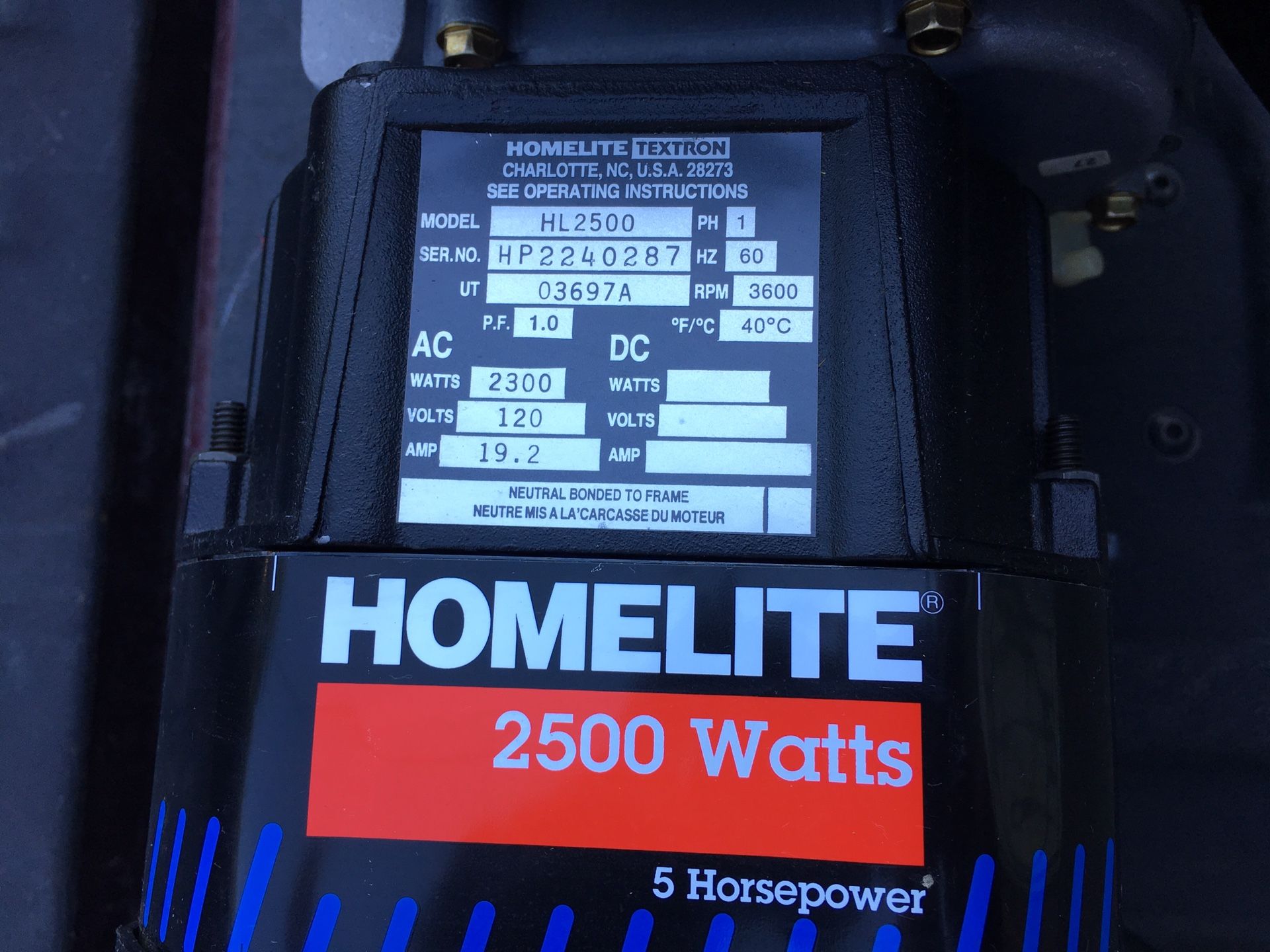 HUGE DEAL on a HOMELITE “HL2500” Generator!