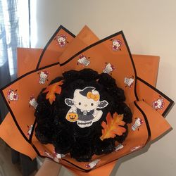 Halloween Hello Kitty Artifical Rose Bouquet Basket Spooky Boo