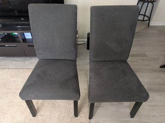 Set of 2 Gray Dining Chairs – Upholstered Seats & Backs