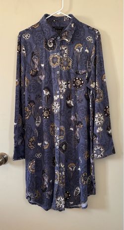 Soma Cool Nights Long Sleeve Button Down Sleep Shirt Nightgown