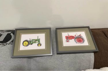 Framed Tractor Art Prints Set of 2