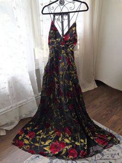 New Red Roses Burnout Gown