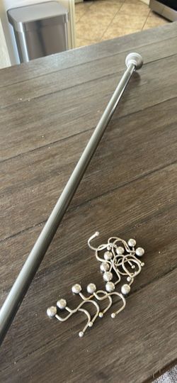 Shower rod and curtain hooks