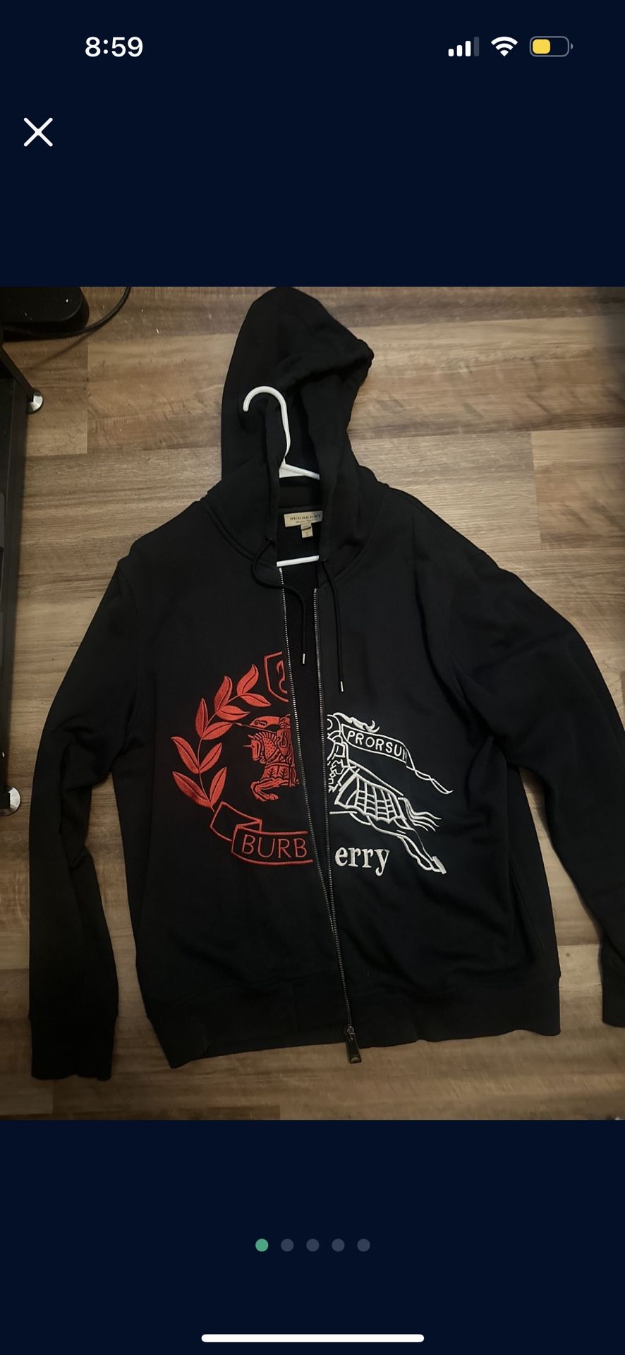 Burberry jacket hoodie size L