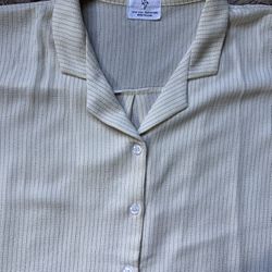 Woman’s Cream Pin Stripped Button Up