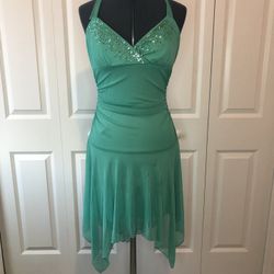 Vintage Y2K Aqua/Teal Prom Dress