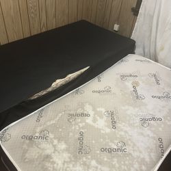 Twin Bed & Boxspring Rails  And Two Piece Sofa Set 