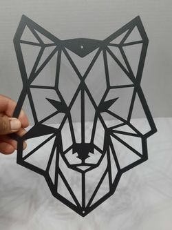 Geometric Wolf Metal Sign