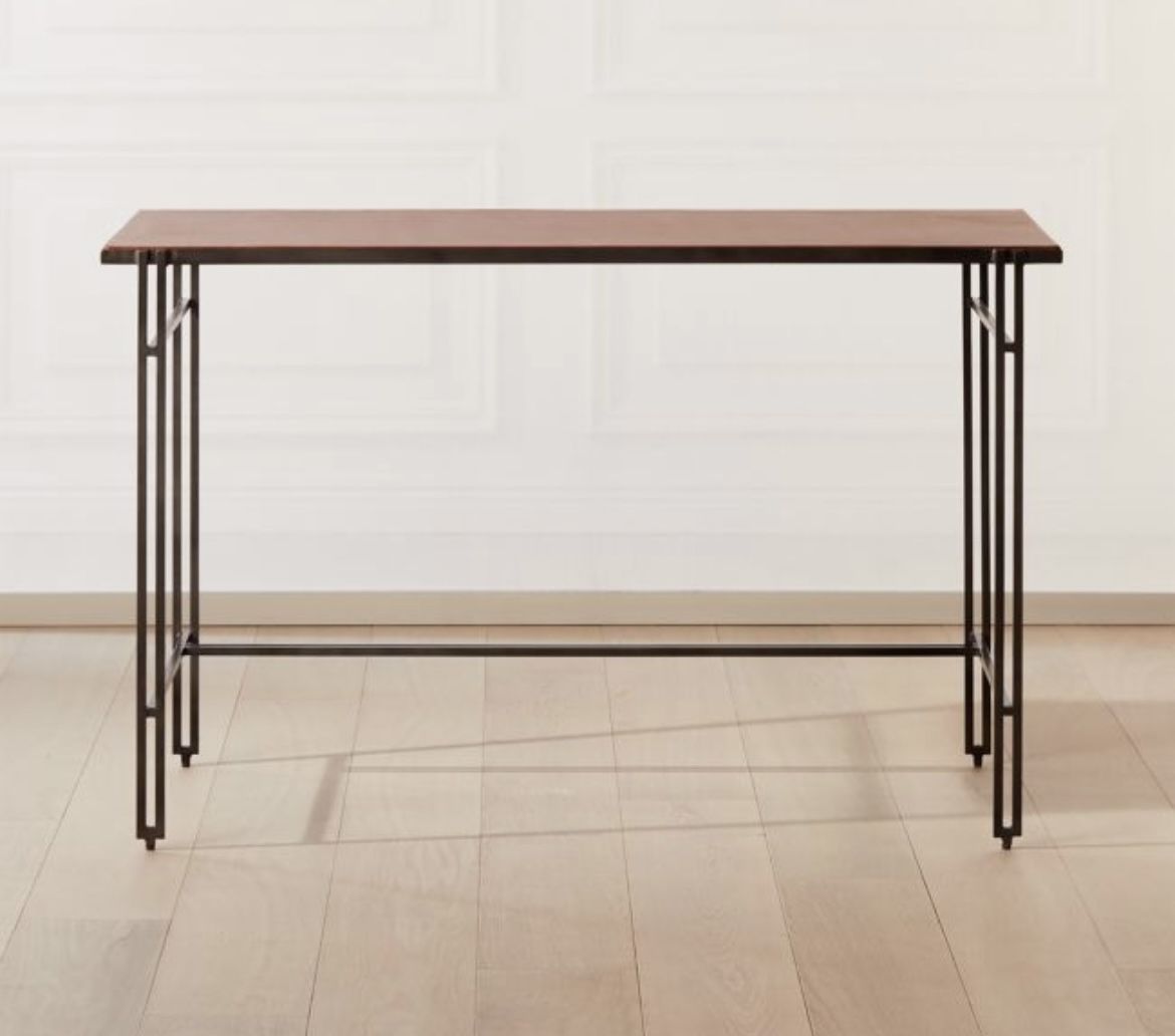 CB2 Tether Leather and Metal Desk