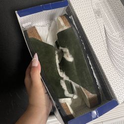 Green Suede Birkenstock Sandals