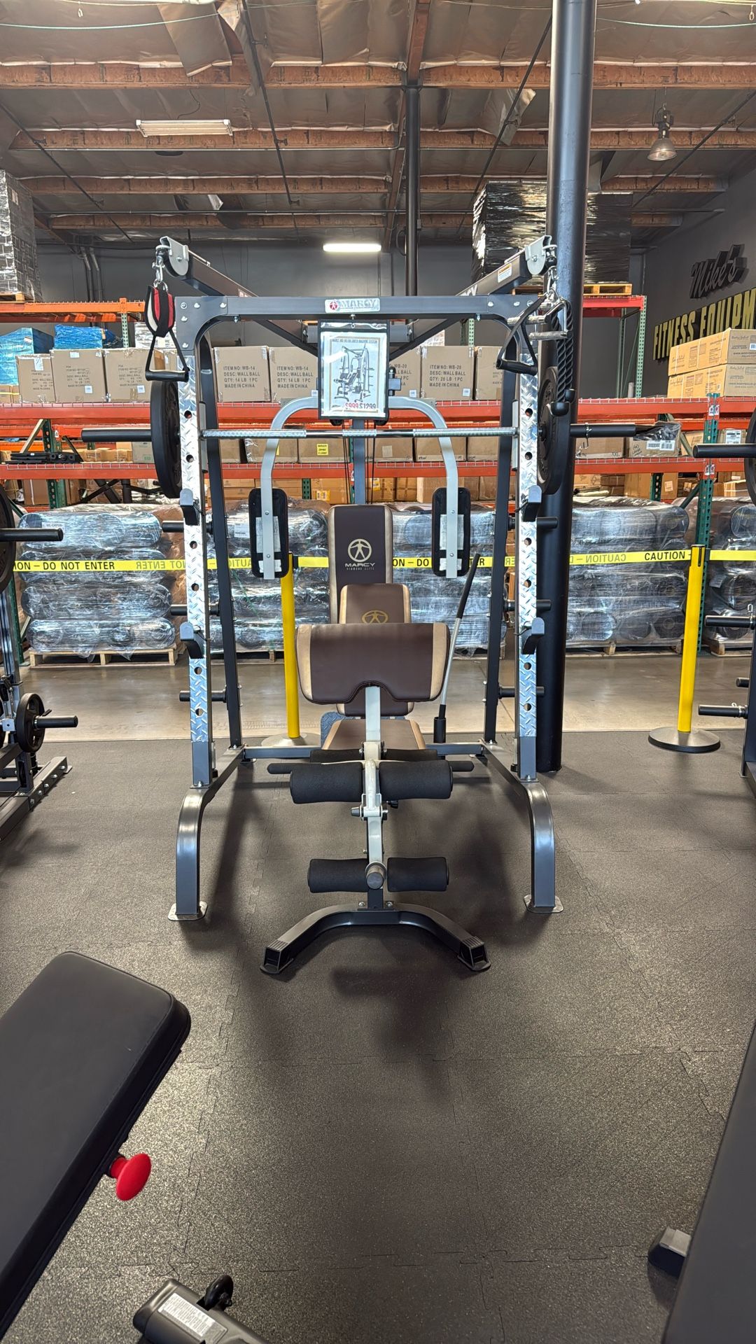 Home Gym Smith Machine Squat Rack Power Cage with Olympic Bench