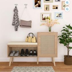 Shoe Storage Bench with Cabinet
