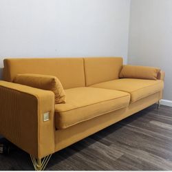 Deondry 85.63” Velvet square Arm Sofa