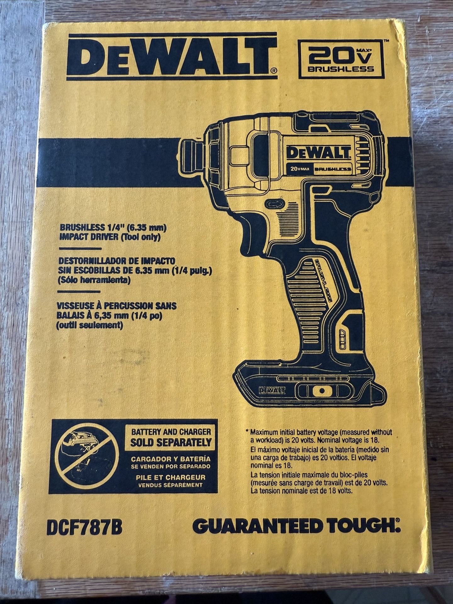 NEW DEWALT 20V Brushless 1/4" Cordless Impact Driver (Tool Only) Model #DCF787B