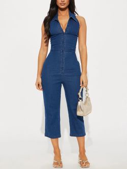Denim capri jumpsuit