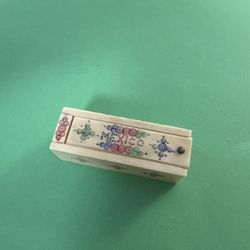 Vintage Hand-Painted Dominoes Set with Case