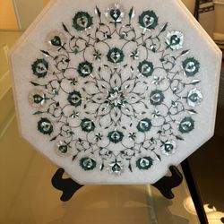 Handcrafted Marble Stone With Wood Stand 