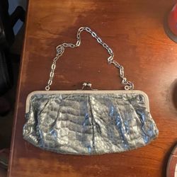 Candie's Silver Metallic Snakeskin Clutch
