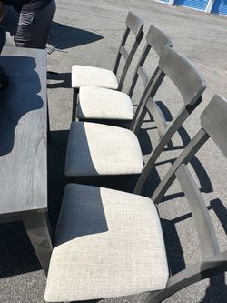 Gray Dining Table with 4 Upholstered Chairs