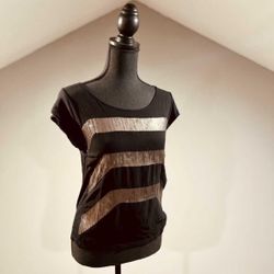 XS Express Black & Gold Sequin Top