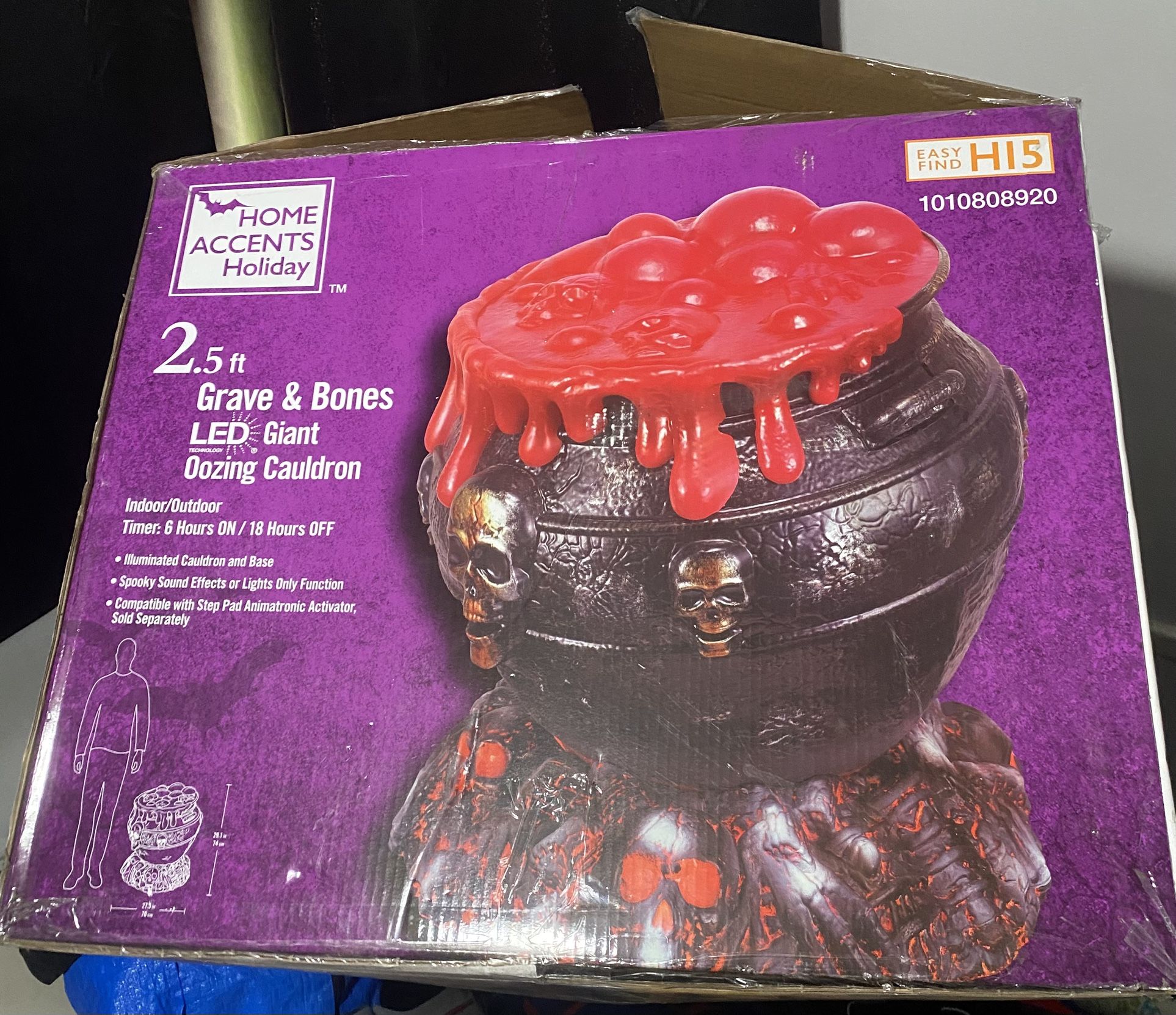 Home Accents 2.5 ft. Giant LED Oozing Cauldron Halloween Prop With Sound Effect