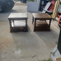 2 Wood End Tables With Drawers