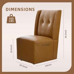 Dining Chairs with Wheels Set of 2, Modern Upholstered Armless Rolled Dining Chair with Casters for Kitchen, Living, Customized