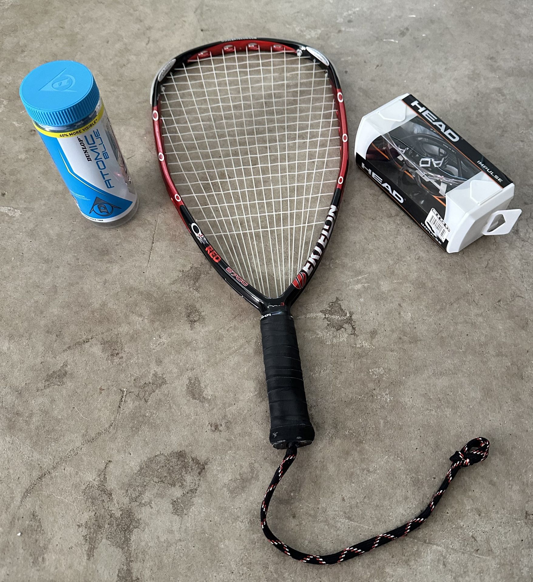 Raquetball Equipment - Racquet, New Head Goggles + New Dunlop Can of Balls