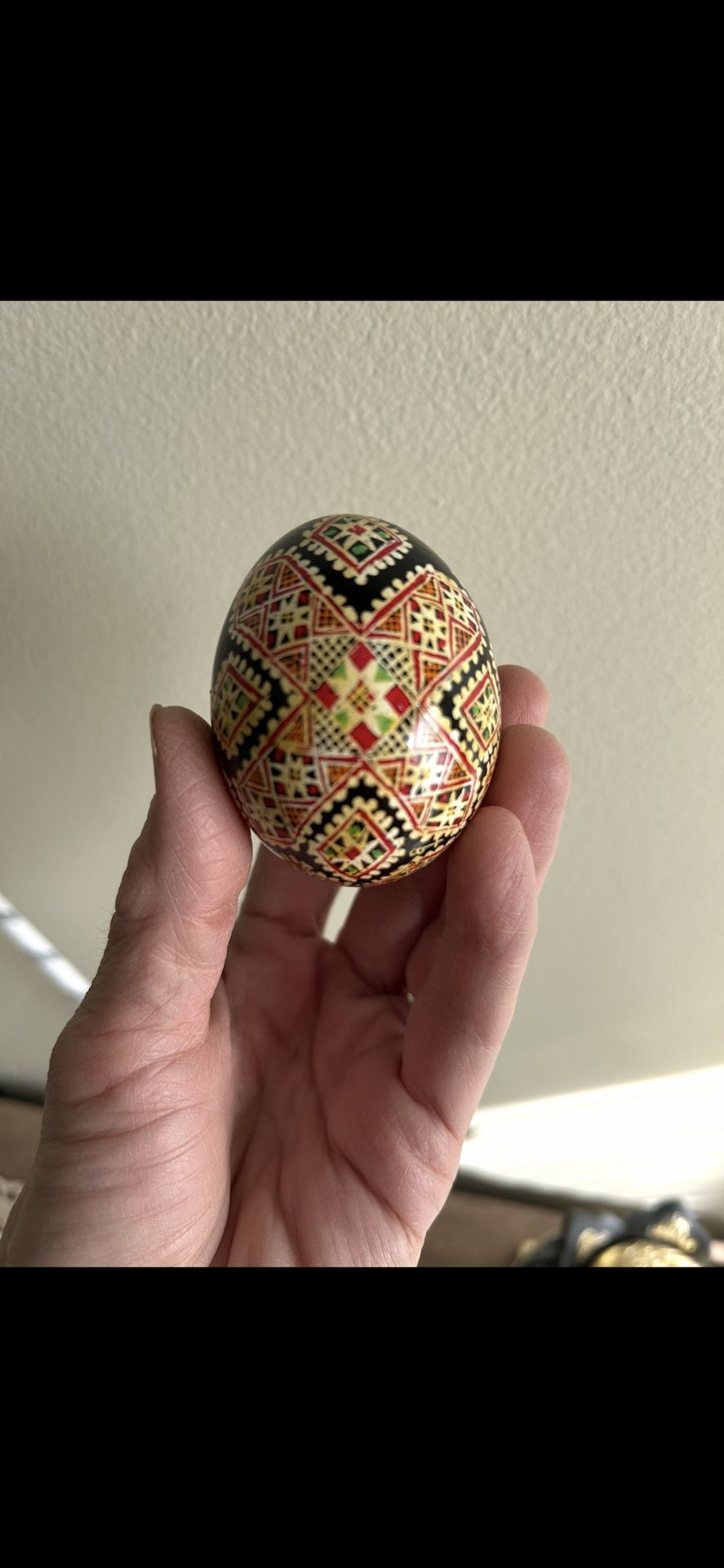 Hand Blown, Hand Painted Ukrainian Pysanky Easter Egg (Real Egg)