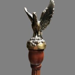 Vintage Eagle Flagpole Stand / Decorative Staff – Wood & Brass (Look Like)