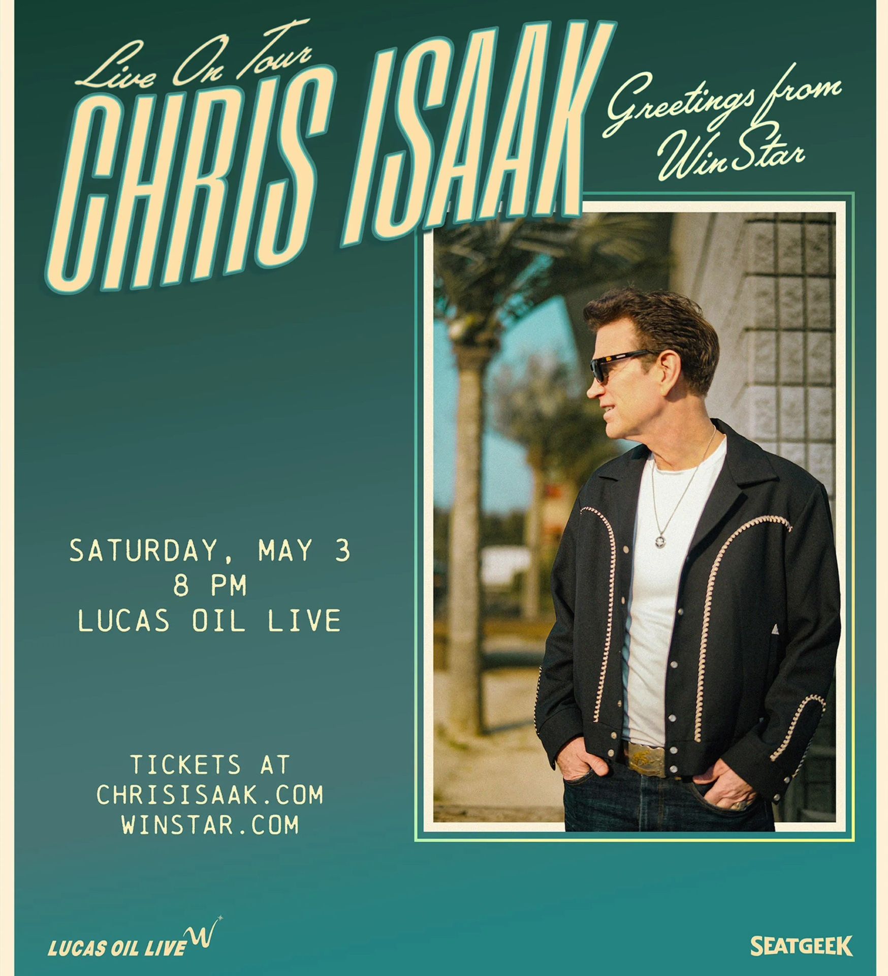 Chris Isaak Tickets at Lucas Oil Live at WinStar World Casino and Resort Tickets on 05/03/2025