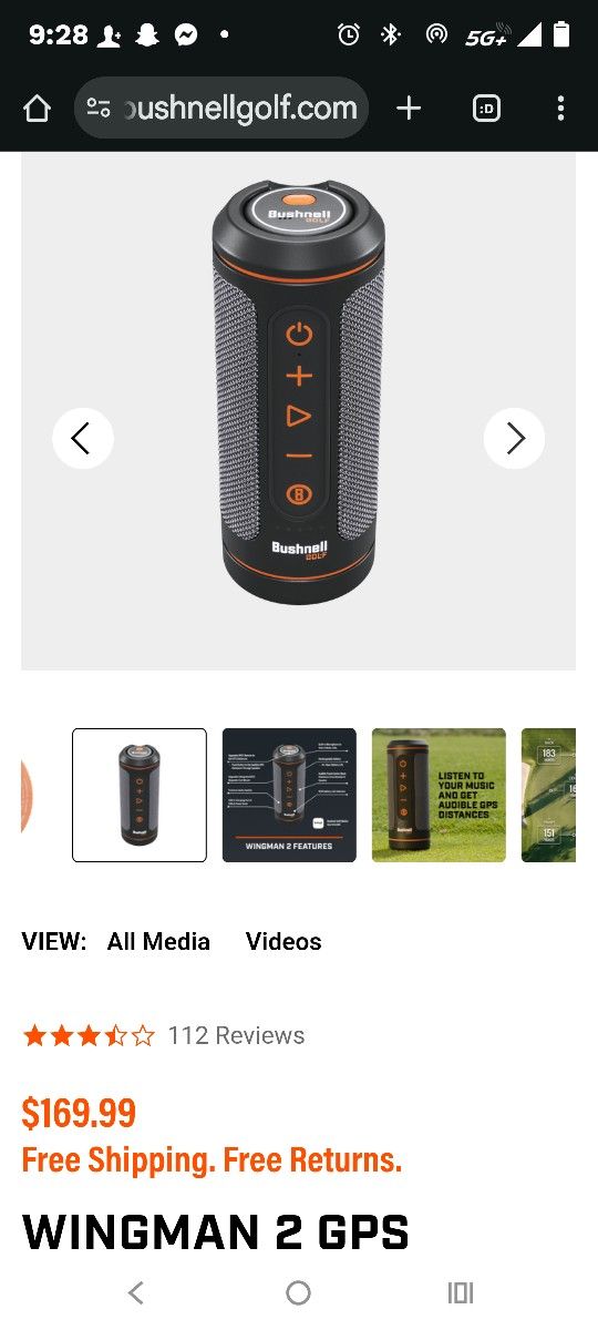 Bushnell Wingman 2 Golf GPS Bluetooth Speaker