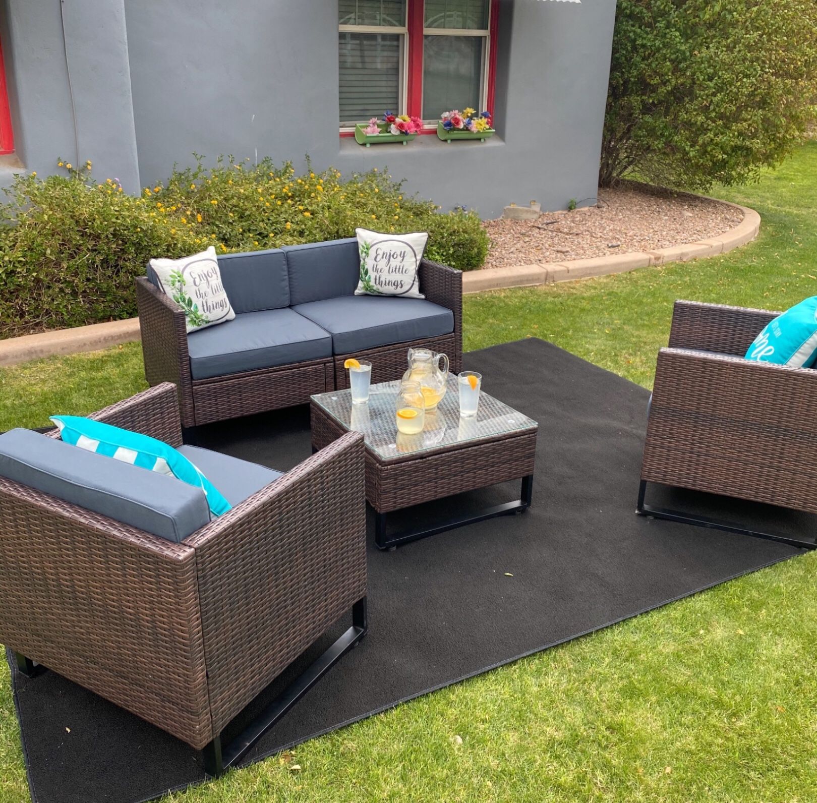 Patio Conversation Set Outdoor Furniture W Accent Chairs