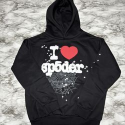  SP5DER I Heart Spider Hoodie Black Red White Size Small New In Bag