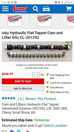 Sbc 350 Isky Hydraulic Flat tappet cam only
