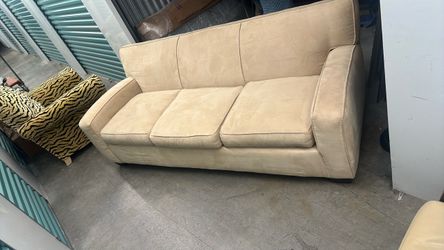 Beige Microsuede 3-Seat Sofa