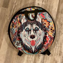 Handpan with beautiful husky dog mosaic design - made for RAV handpans.  