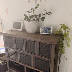 Organizer Shelf With Drawers- Wood With Metal