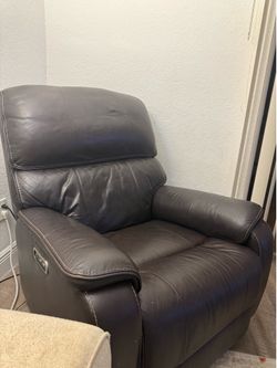 Barcalounger Columbia Leather Power Glider Recliner with Power Headrest